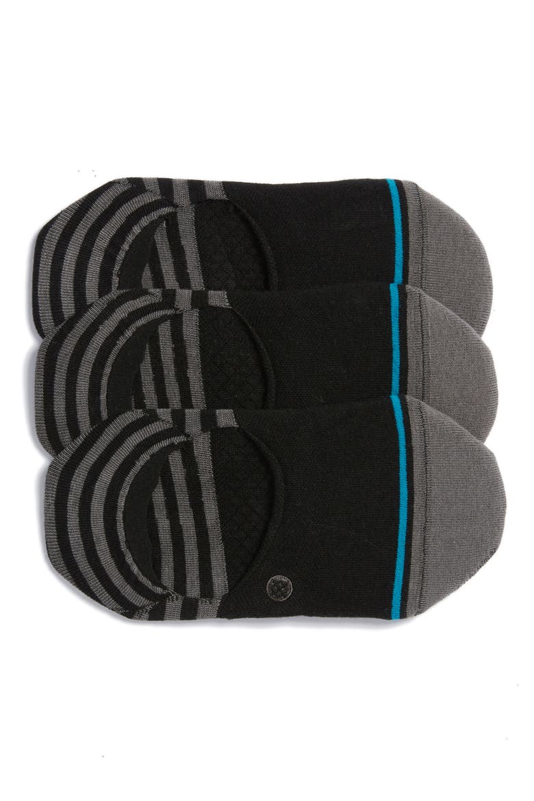 Sensible 3-Pack No-Show Socks, Main, color, BLACK