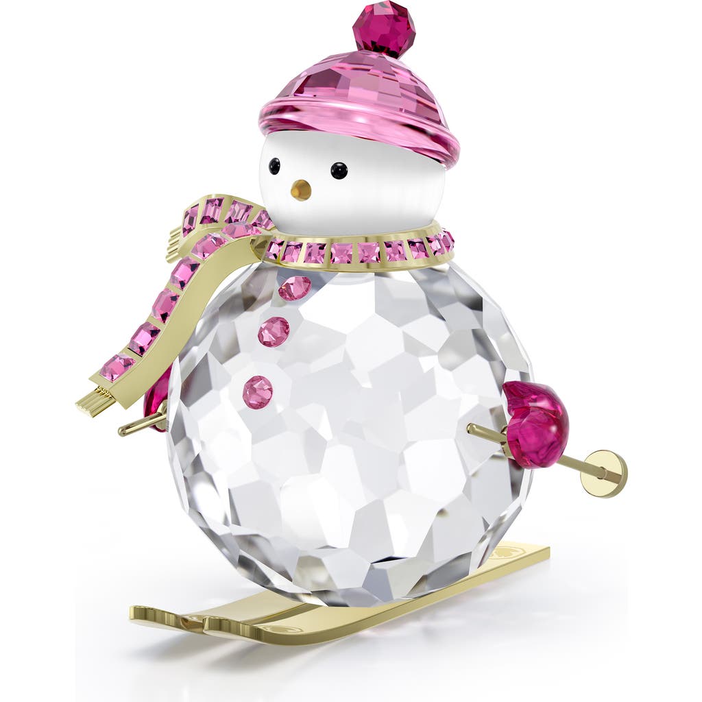 Swarovski Dulcis Holiday Cheers Snowman Ornament In Pink