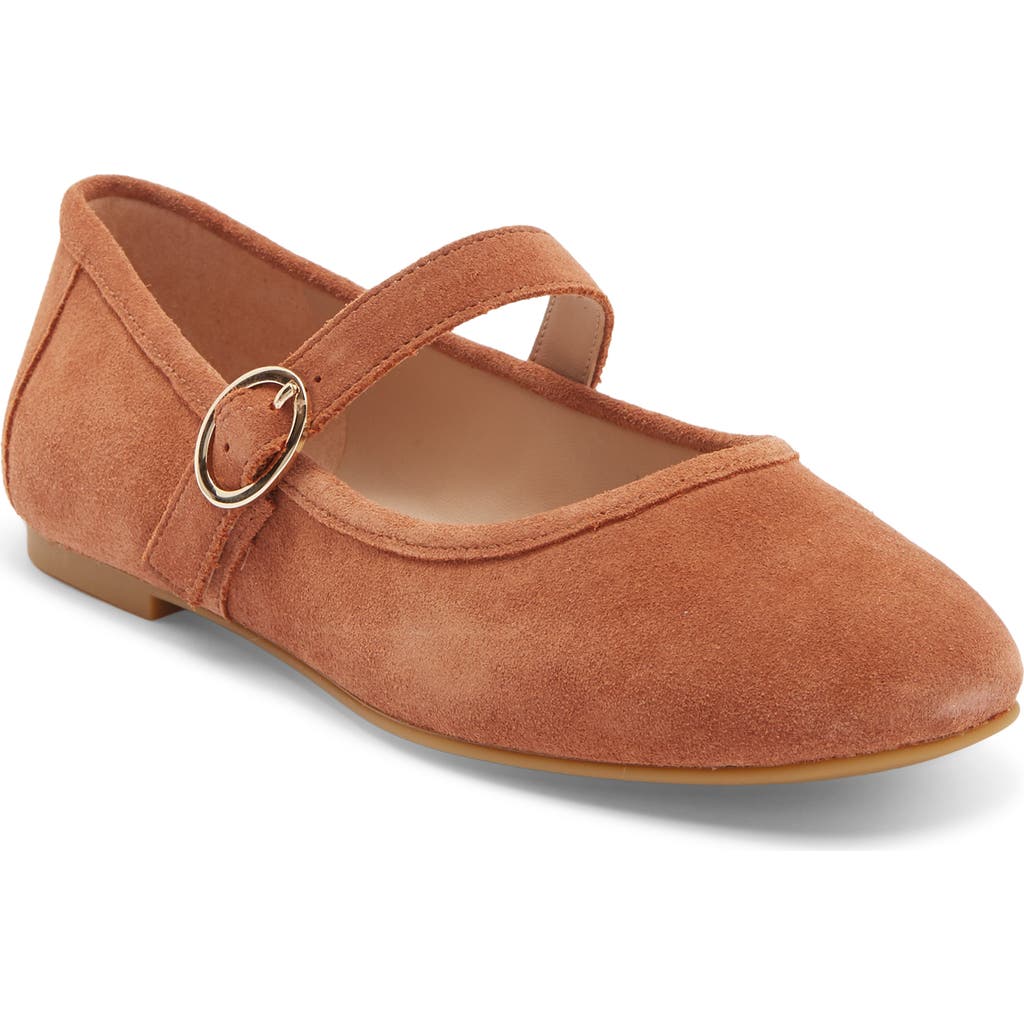 Stuart Weitzman Freya Mary Jane Flat In Brown