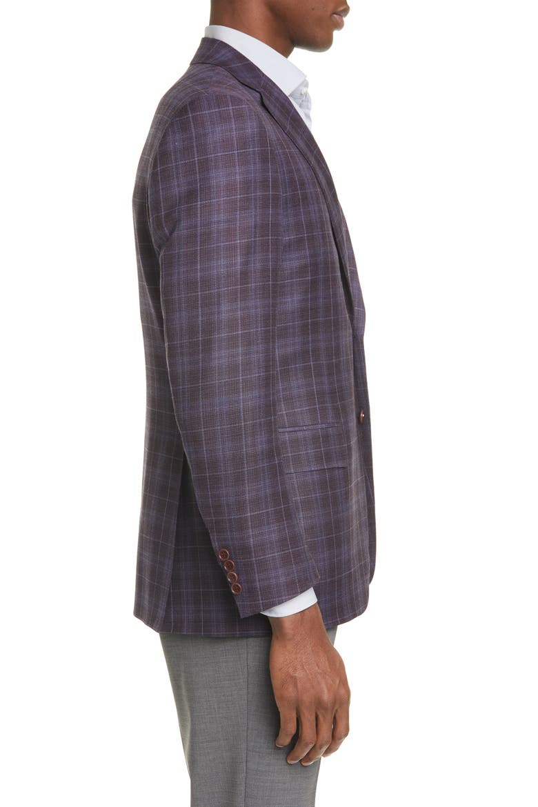 Siena Soft Classic Fit Plaid Wool Sport Coat, Alternate, color, BURGUNDY