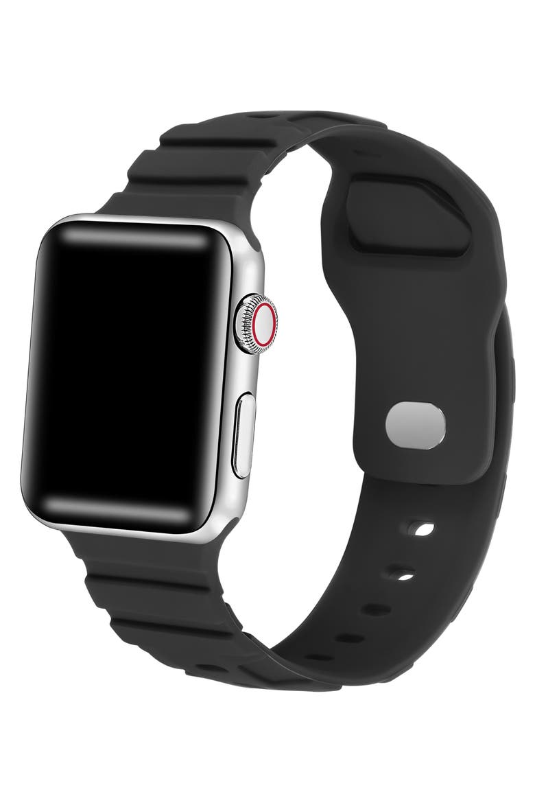 Ridge Silicone 27mm Apple Watch® Watchband, Alternate, color, BLACK