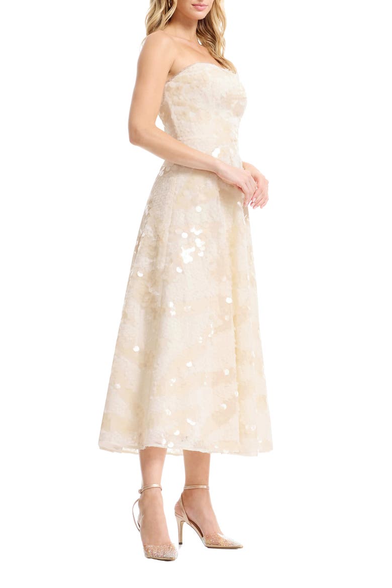 Kailyn Sequin Strapless Dress, Alternate, color, CREAM