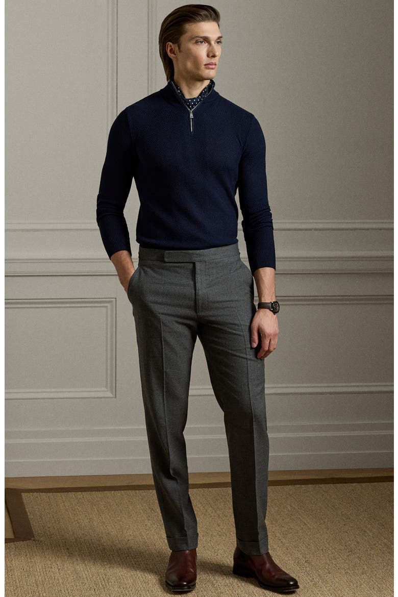 Textured Silk-Cotton Quarter-Zip Sweater, Alternate, color, CLASSIC CHAIRMAN NAVY