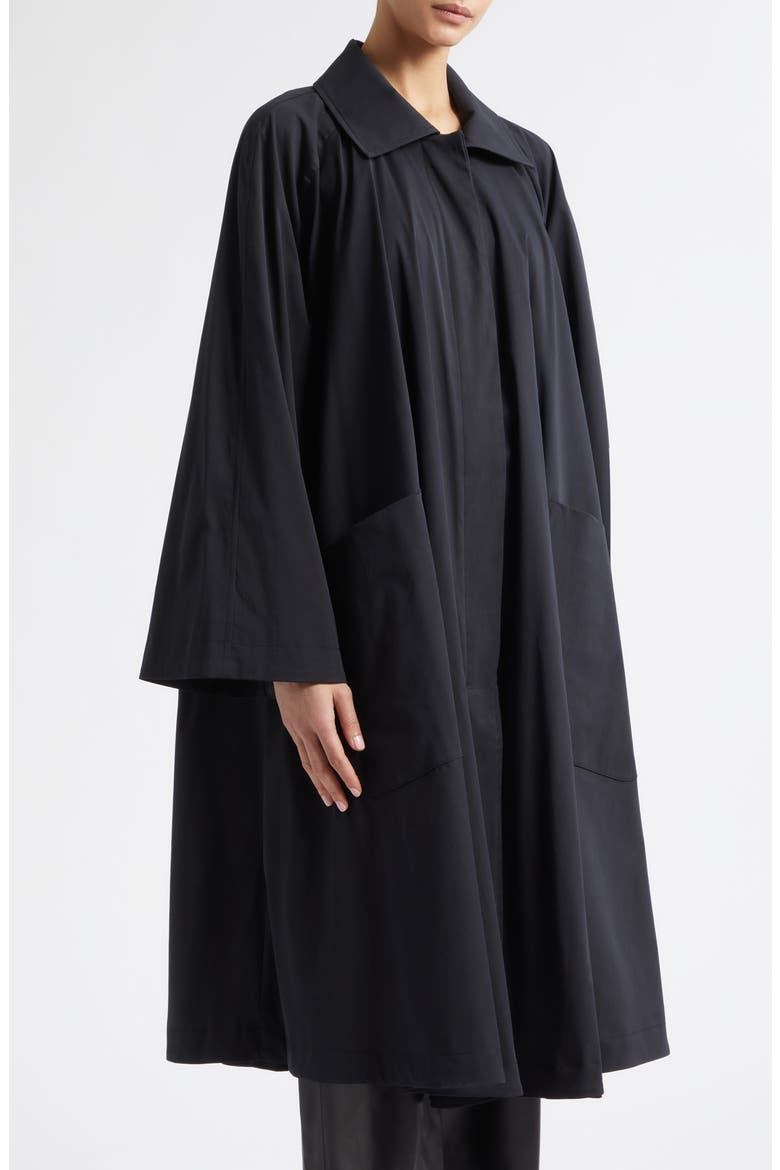 Jane Graceful Stretch Cotton & Nylon Coat, Alternate, color, BLACK