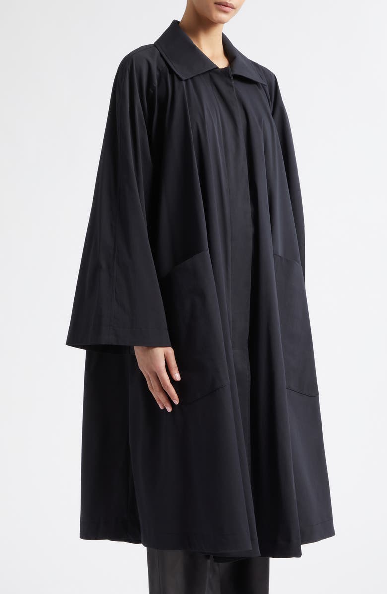 NOUR HAMMOUR Jane Graceful Stretch Cotton & Nylon Coat, Alternate, color, Black