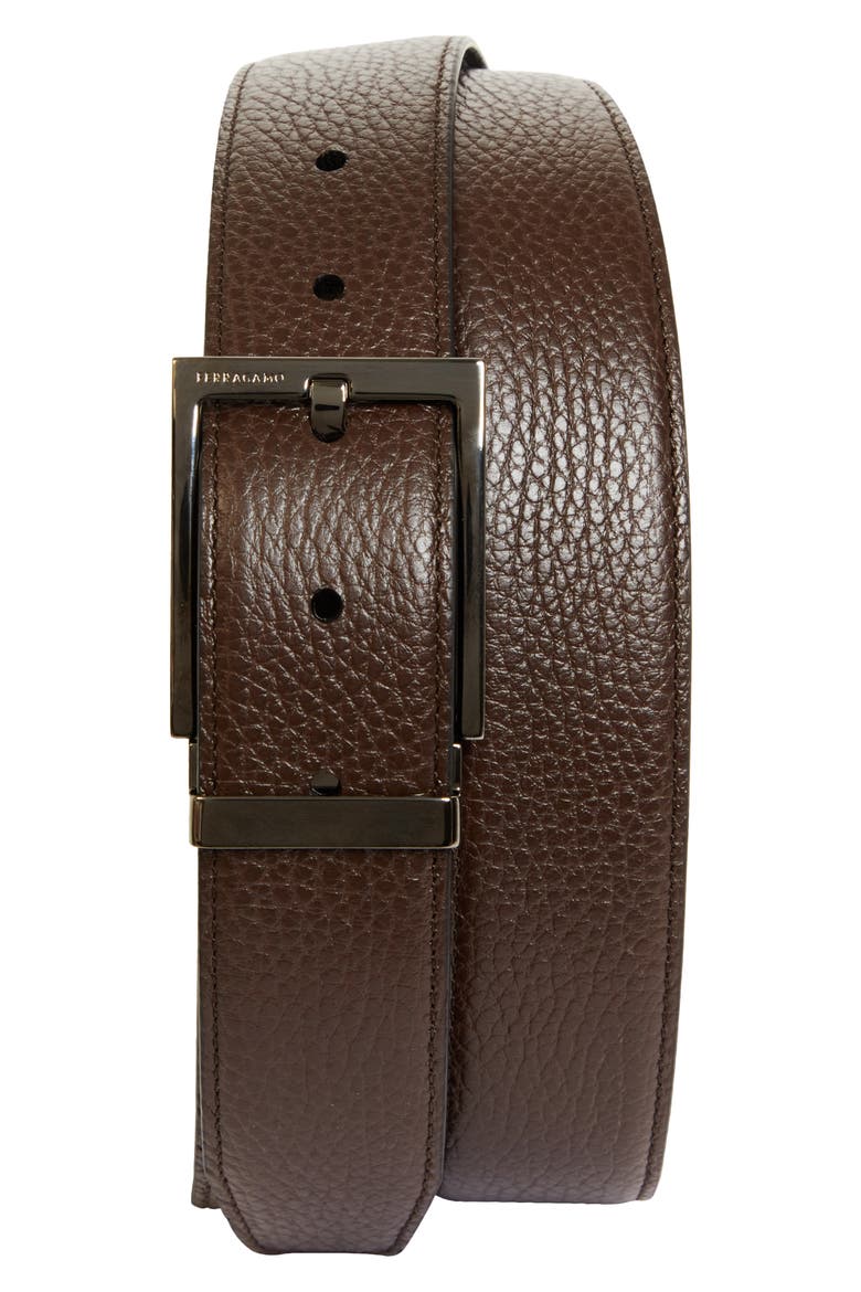 Classic Double Adjustable Reversible Leather Belt, Main, color, MORO