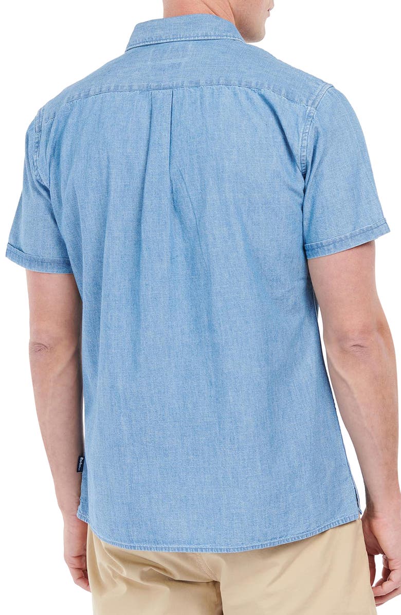 Barbour Men's Shadow Tailored Plaid Short Sleeve Chambray Button-Up Shirt, Alternate, color,