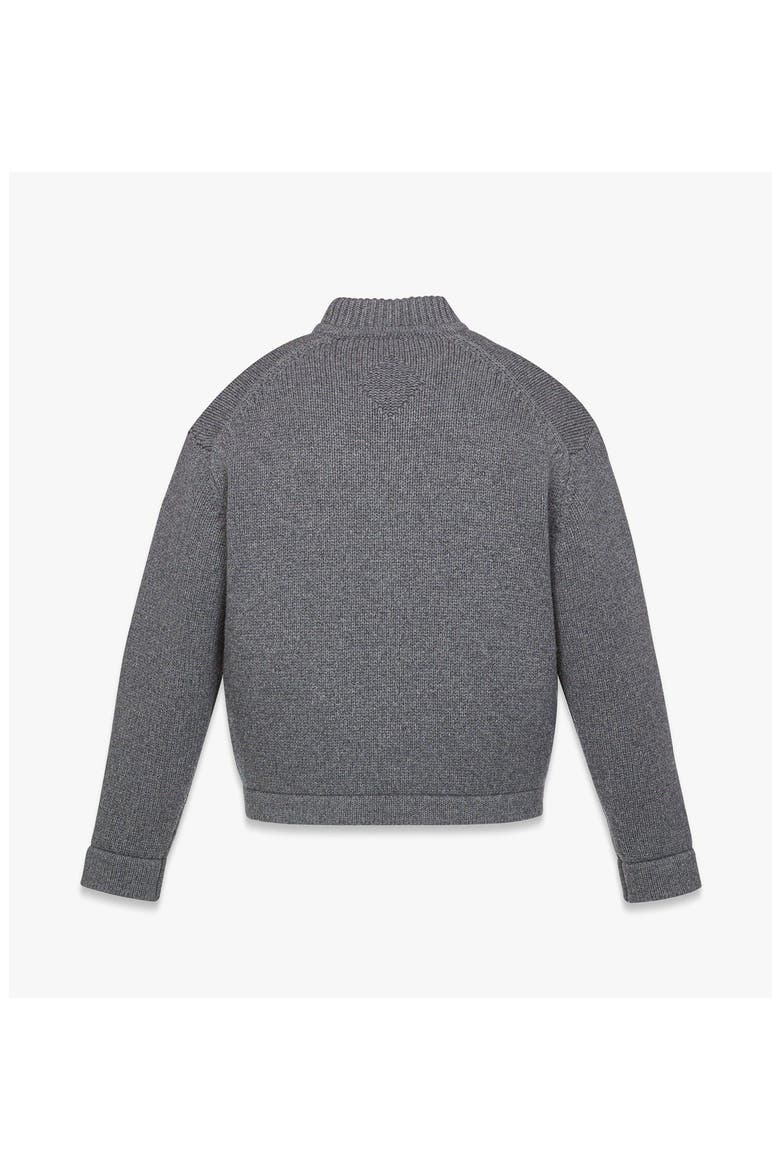 Zip Cardigan in Wool and Recycled Cashmere, Alternate, color, Dark Grey