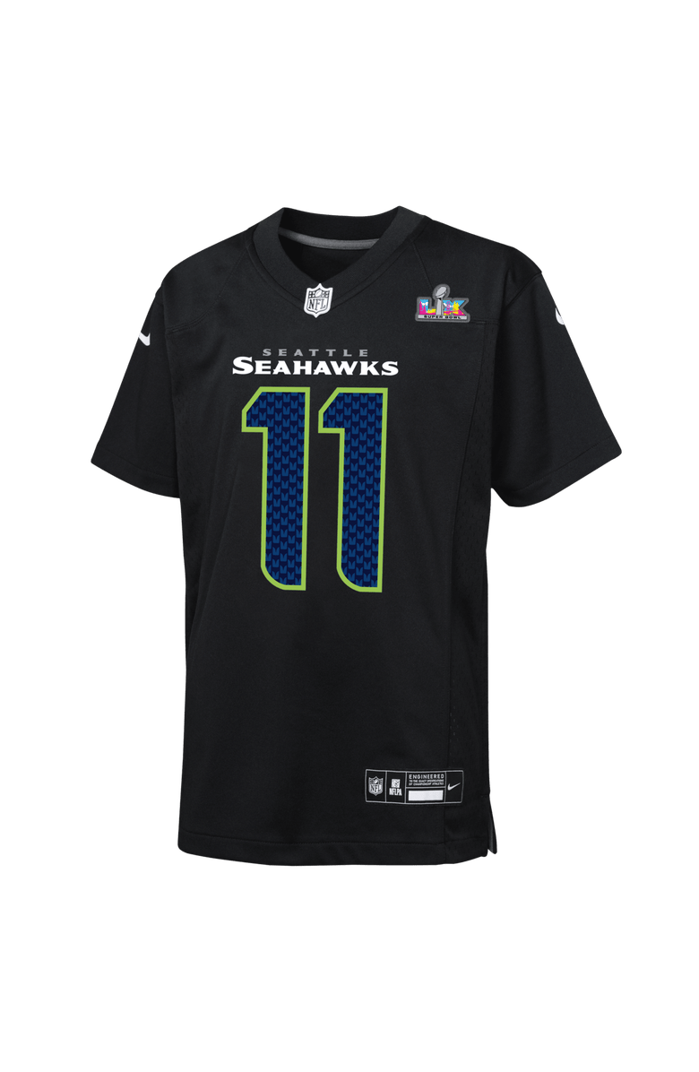 Nike Youth Nike Jaxon Smith-Njigba Black Seattle Seahawks Super Bowl LX Patch Carbon Fashion Game Jersey, Alternate, color, Black