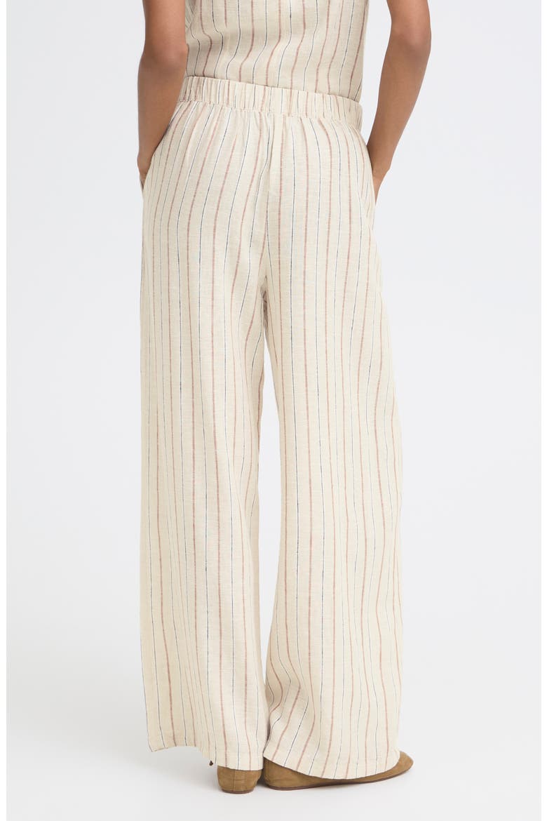 Wide Leg Linen Blend Pants, Alternate, color, BROWN STRIPE