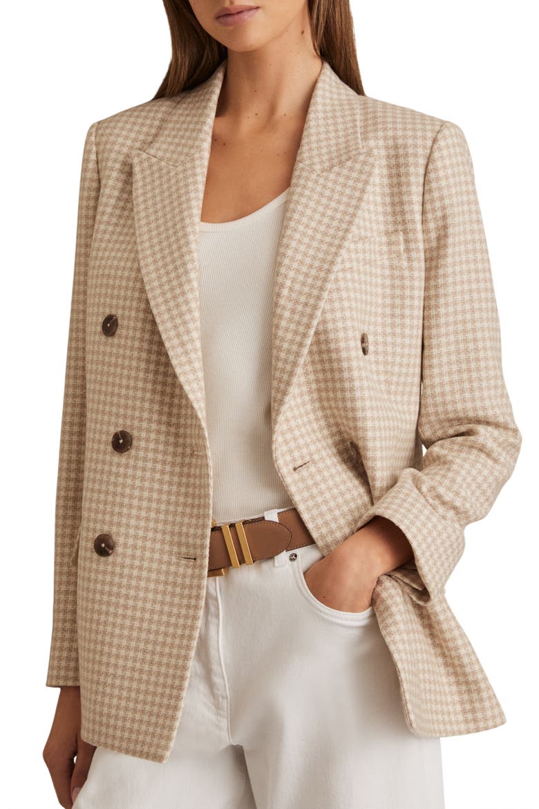 Bella Check Double Breasted Blazer, Main, color, NEUTRAL CHECK