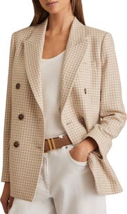 Reiss Bella Check Double Breasted Blazer