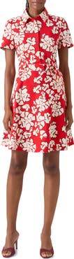 Akris punto Papercut Flower Belted Stretch Denim Shirtdress