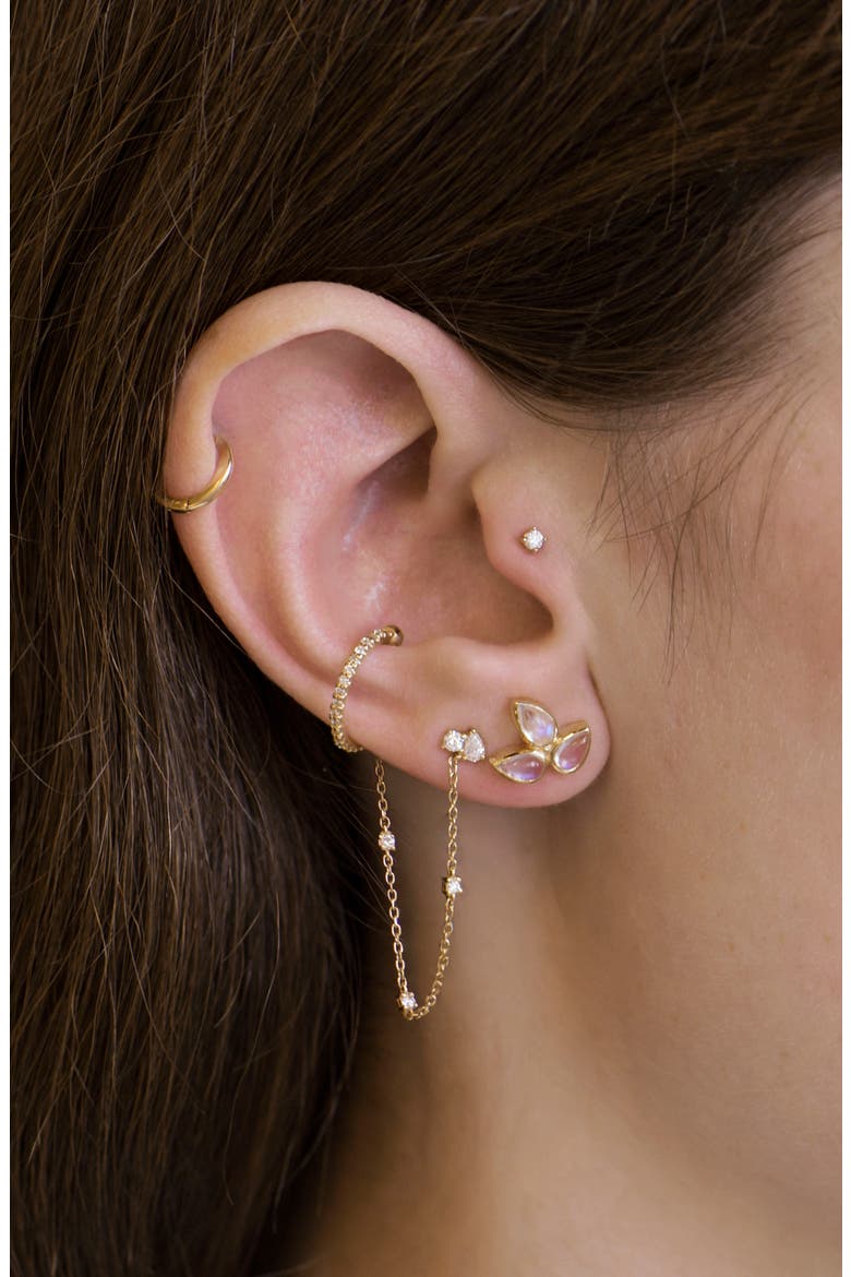 Cléo Mini Jumelle Lab Grown Diamond Stud & Cuff Earring, Alternate, color, 14K YELLOW GOLD/ DIAMOND
