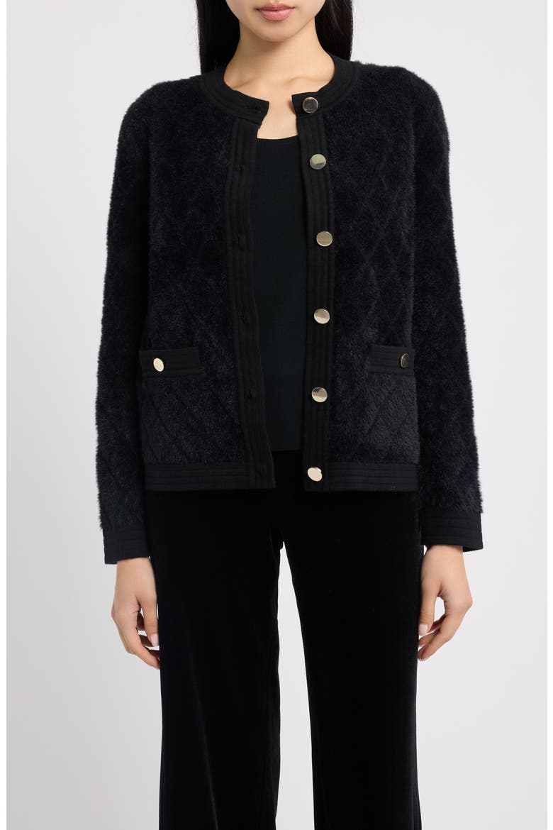 Quilted Eyelash Cardigan, Main, color, ANNE BLACK