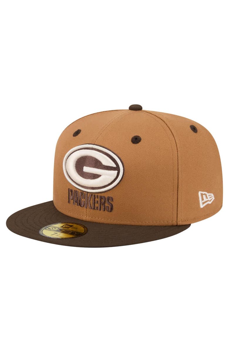 New Era Men's New Era Light Brown/Dark Brown Green Bay Packers Two-Tone Walnut 59FIFTY Fitted Hat, Main, color, Light Brown
