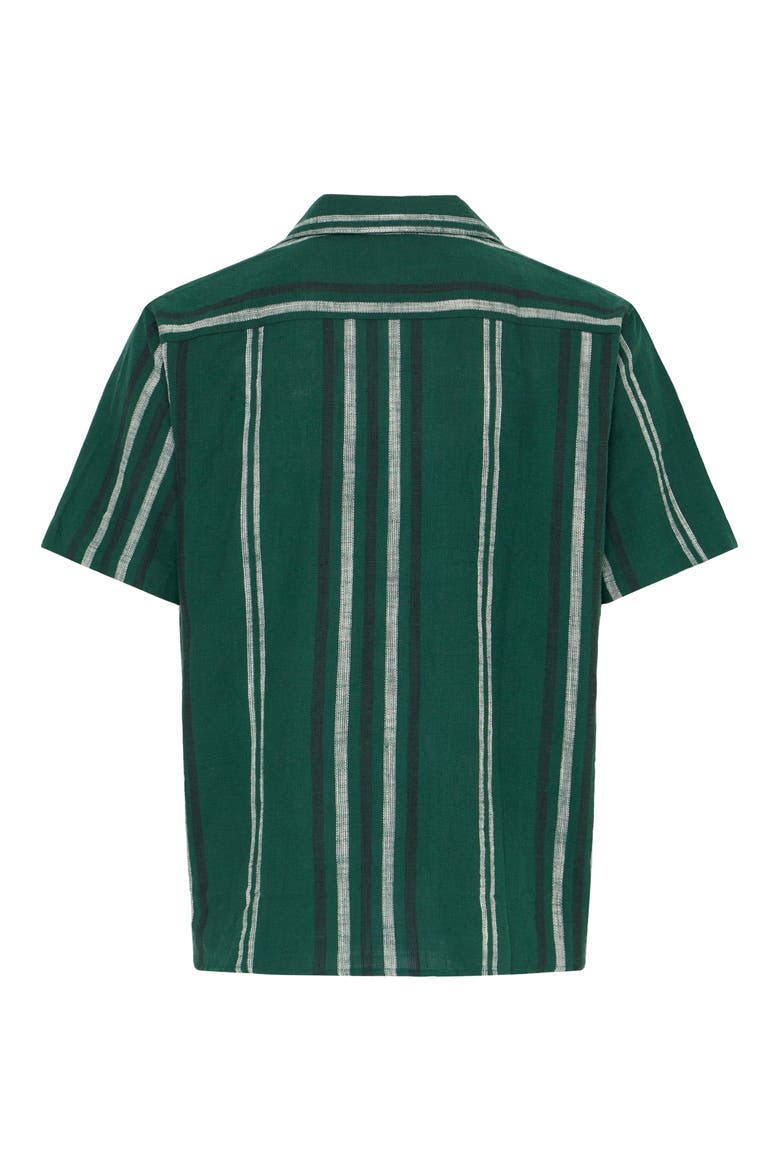 Isai Stripe Linen Blend Camp Shirt, Alternate, color, CILANTRO