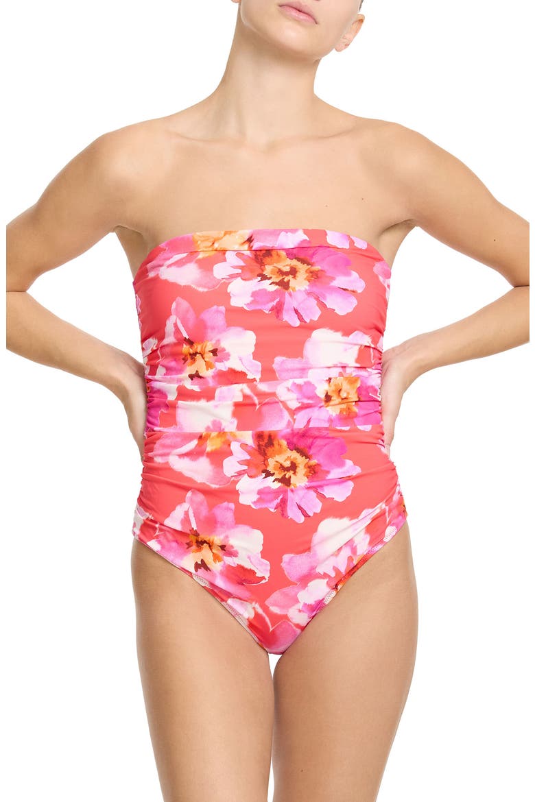 Strapless Bandeau One-Piece Swimsuit, Main, color, OUT OF OFFICE PINK