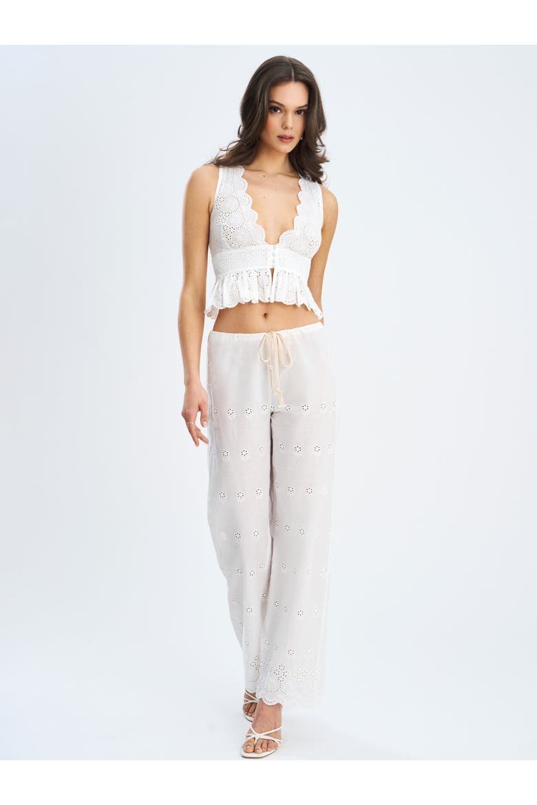 Raina Cotton Eyelet Straight Pants, Alternate, color, White