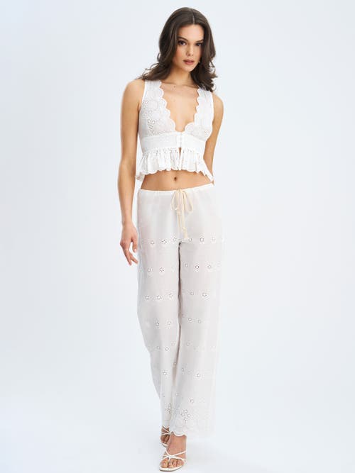 Miss Circle Raina Cotton Eyelet Straight Pants In White
