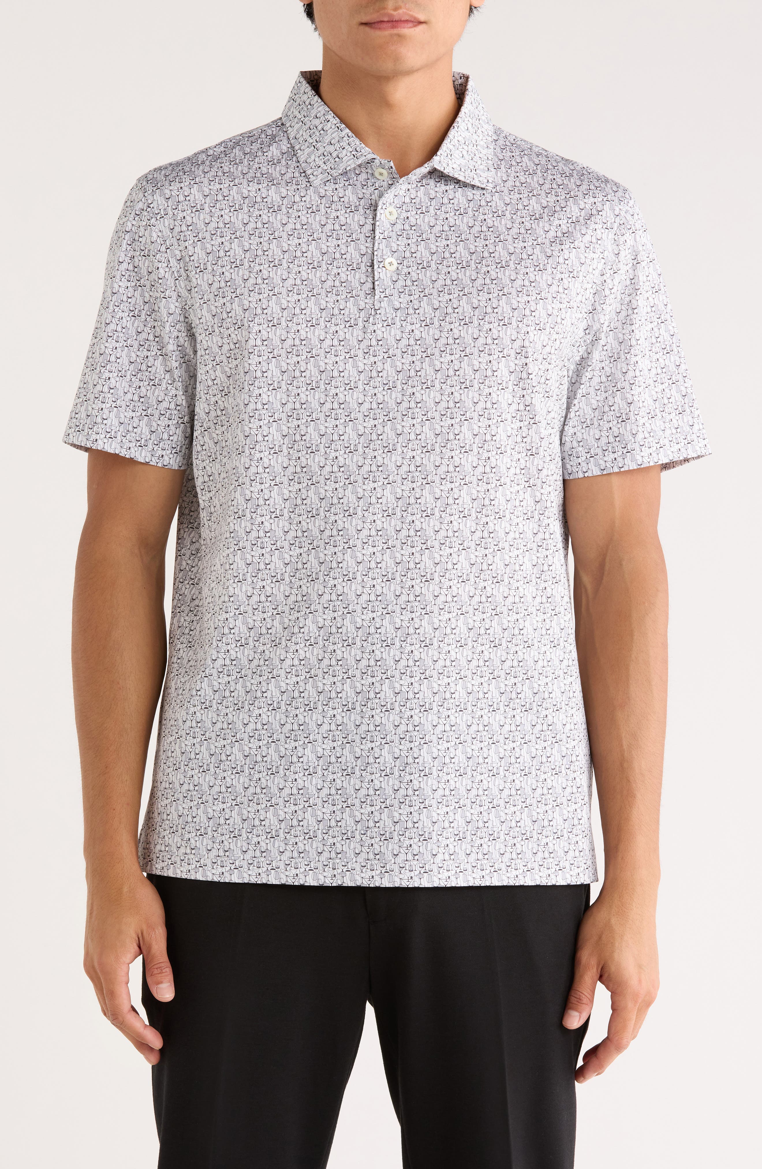 Bugatchi Victor Short Sleeve 8-Way Stretch OoohCotton® Knit Polo