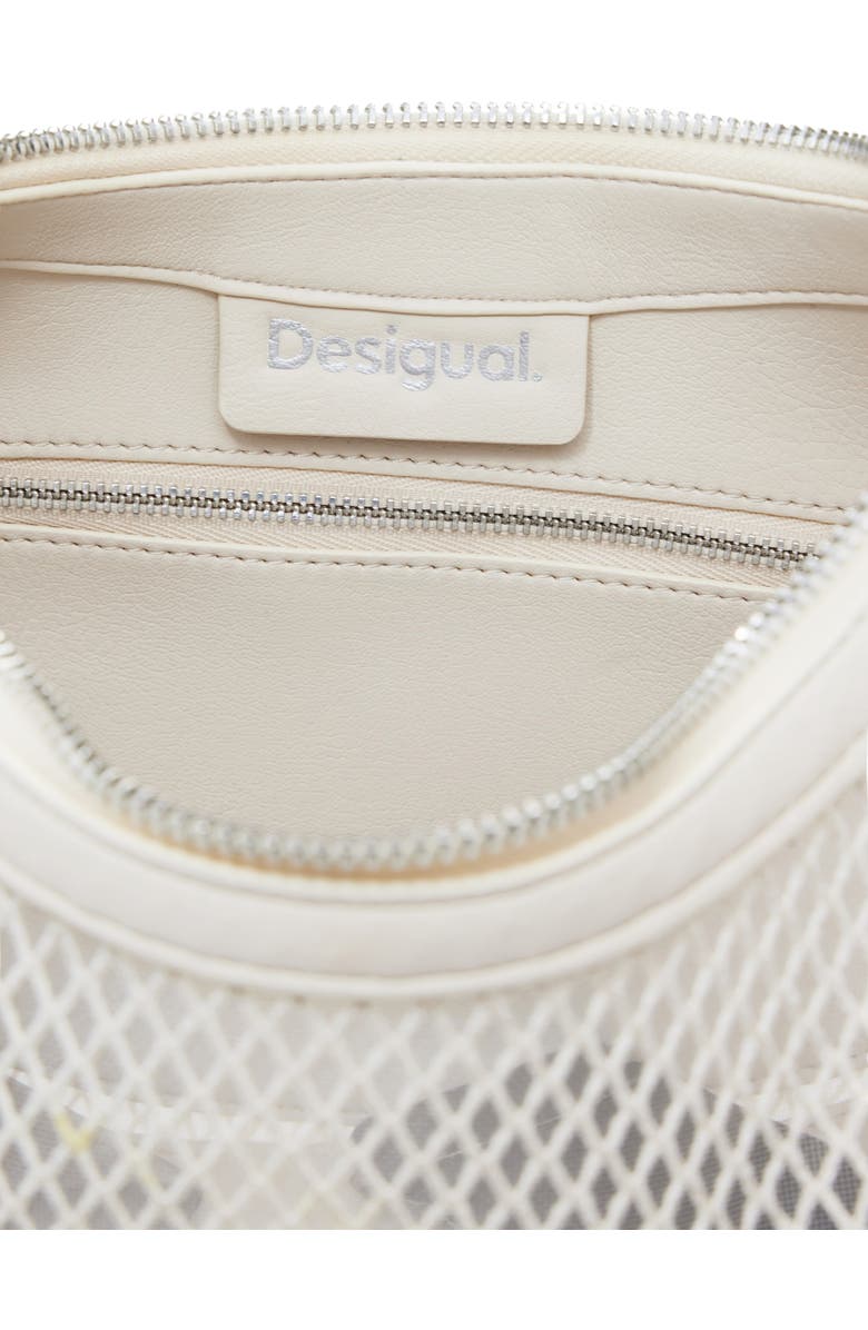 Desigual Fishnet Mesh Shoulder Bag, Alternate, color, Light Beige