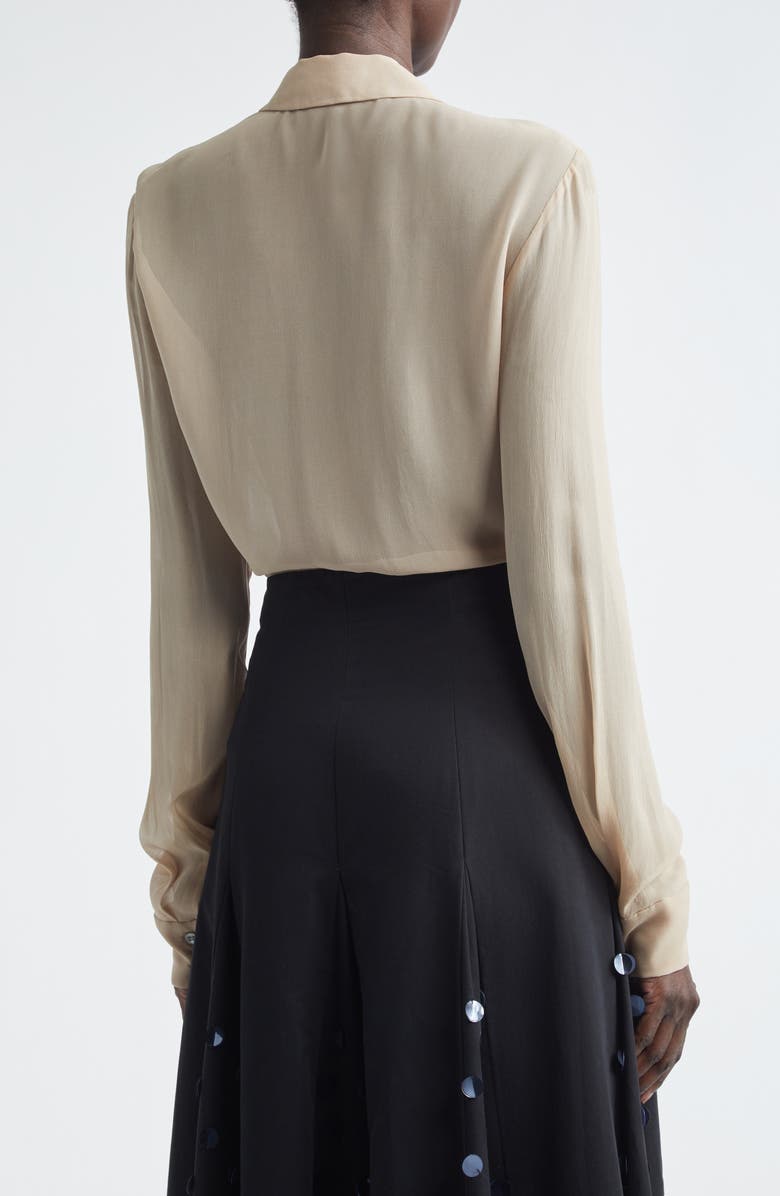 Lela Rose Paillette Embroidered Georgette Button-Up Shirt, Alternate, color, Taupe