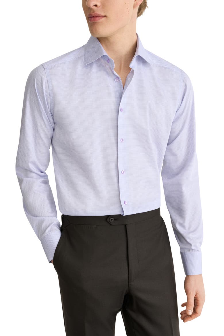 Contemporary Fit Prince of Wales Check Dress Shirt, Main, color, LIGHT PURPLE