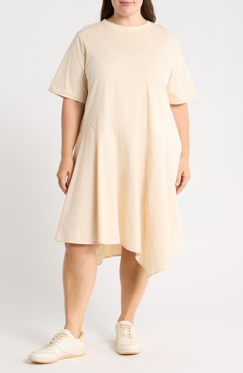 Asymmetric Poplin Mixed Media Dress
