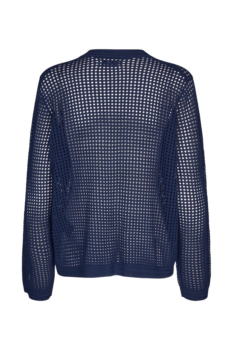 MaLarkena Open Knit Cardigan, Alternate, color, Navy Blazer