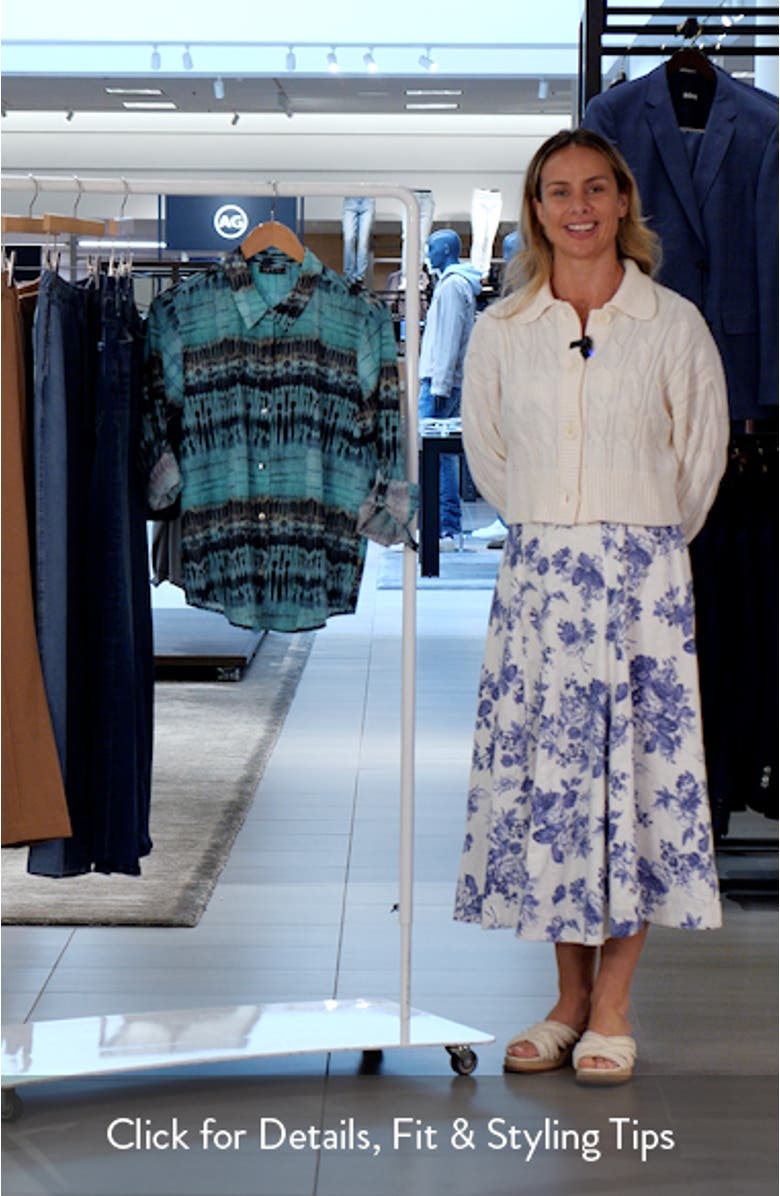 Abstract Print Roll Tab Sleeve Button-Up Shirt, sales video thumbnail