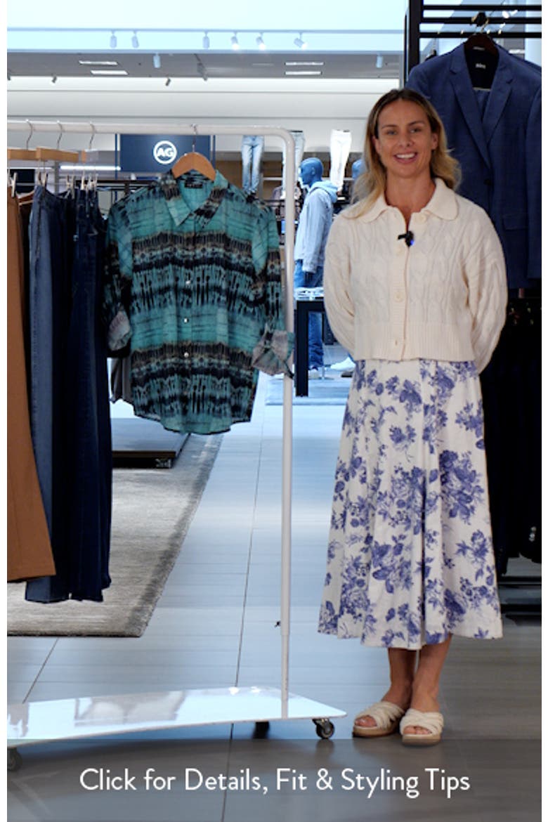 Abstract Print Roll Tab Sleeve Button-Up Shirt video