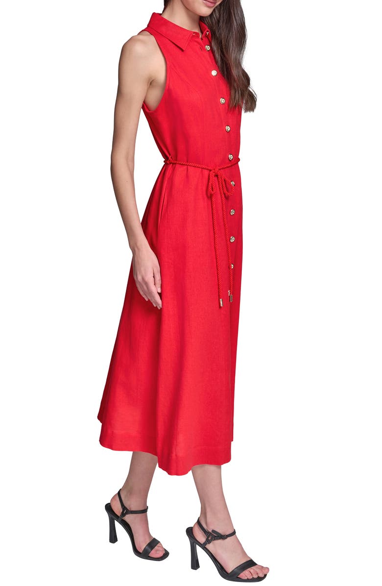 KARL LAGERFELD Rope Belt Linen Shirt Dress, Alternate, color, 