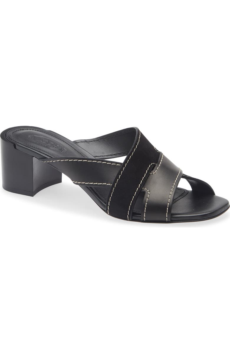 Tod's T-Bands Block Heel Sandal, Main, color, Nero