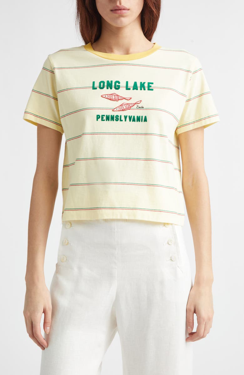 Bode Summertime Stripe Cotton T-Shirt, Main, color, Yellow Multi