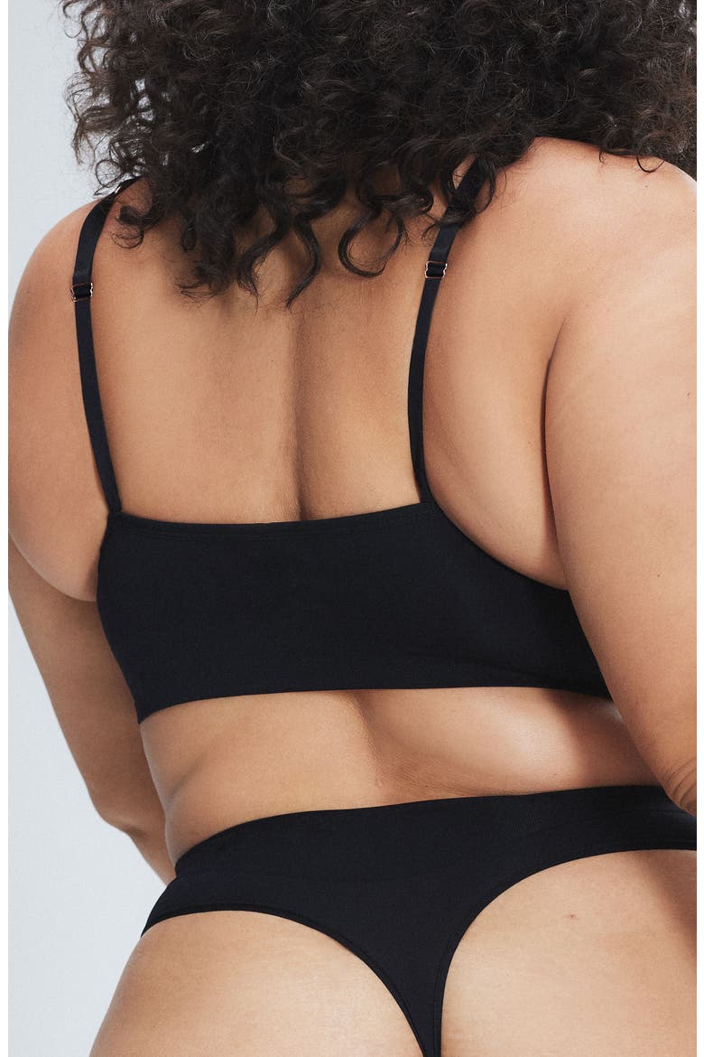 Seamless Scoop Neck Bralette, Alternate, color, BLACK CAVIAR