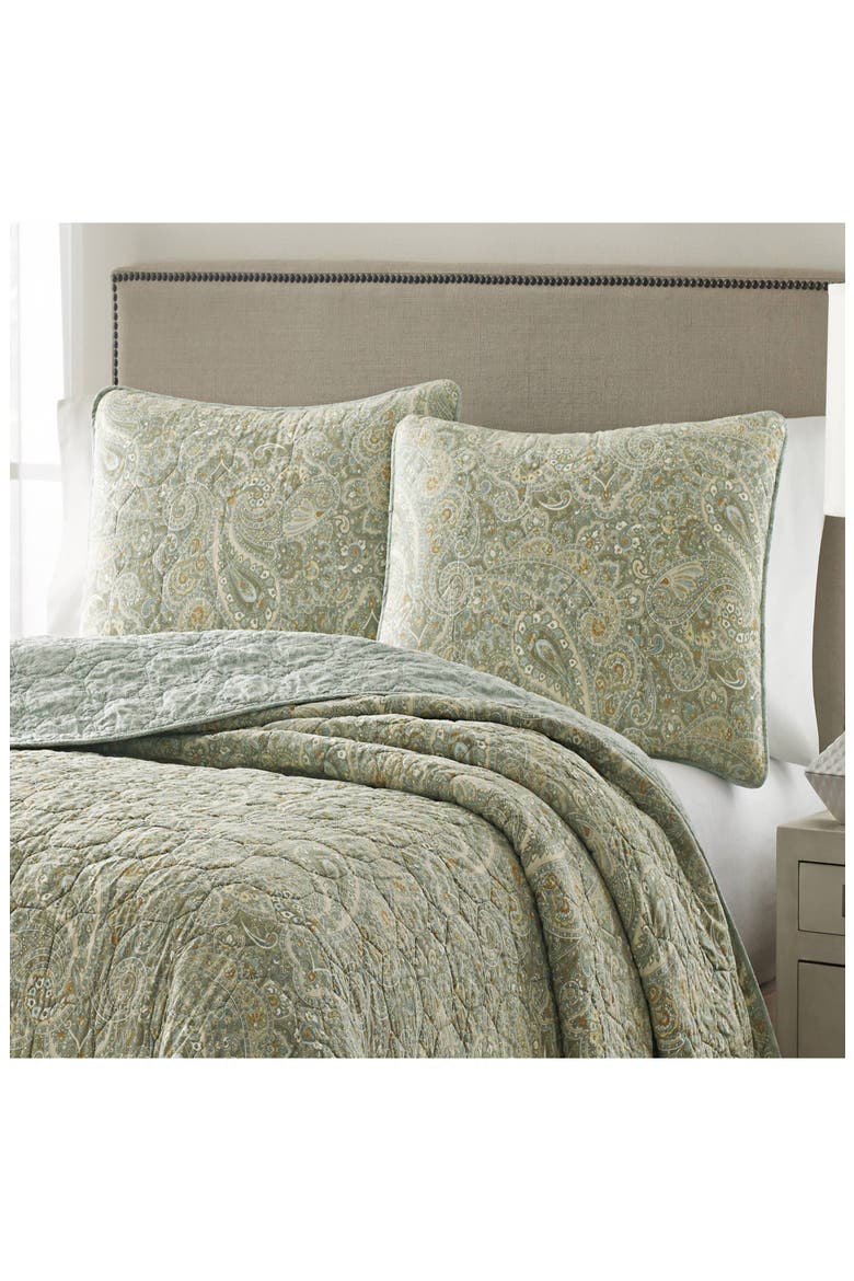 Emilia Reversible Quilt & Sham Set, Alternate, color, GREEN