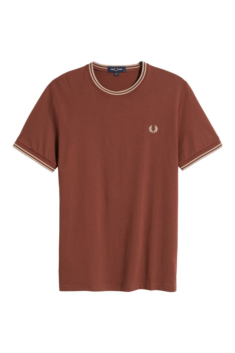 Contrast Trim T-Shirt, Alternate, color, WHISKY BROWN / PORRIGE MARL