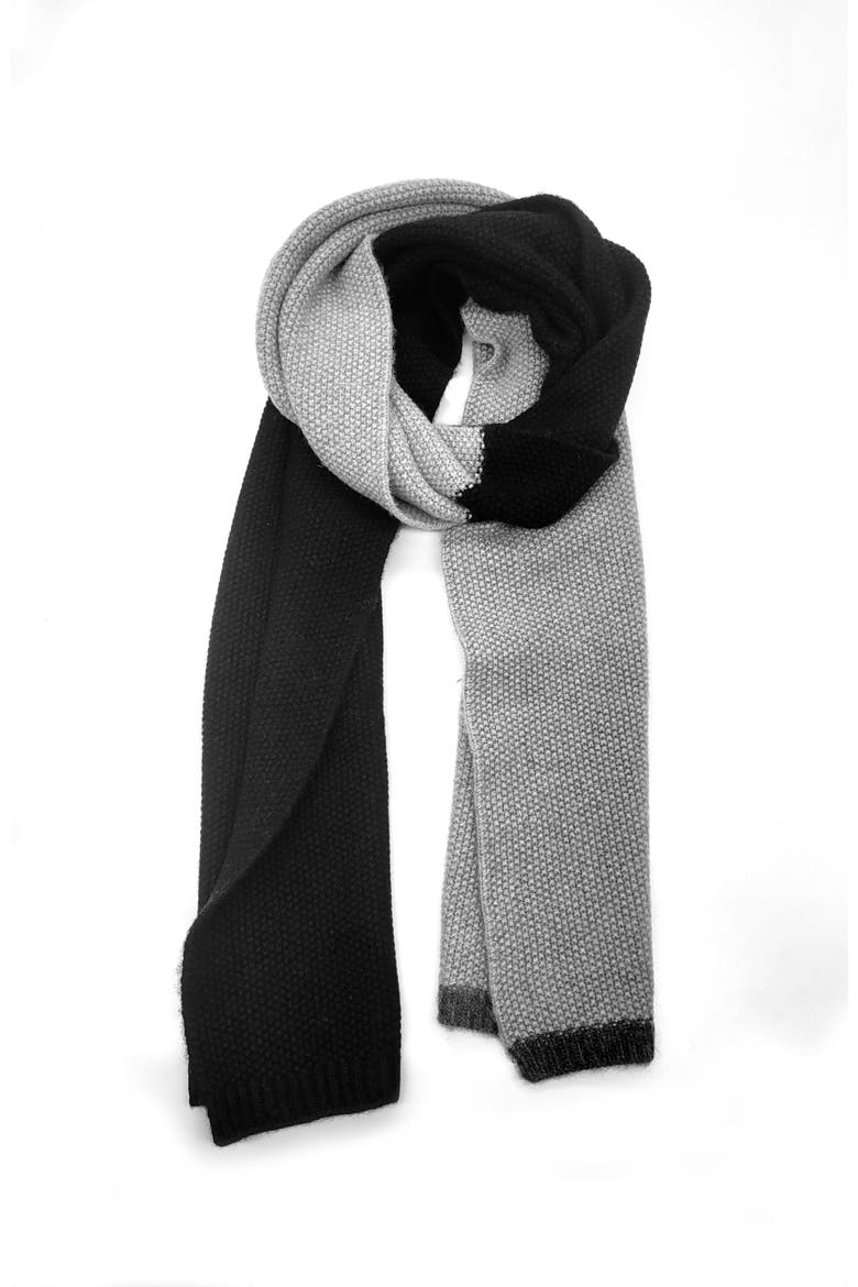 Cashmere color block scarf, Main, color, BLACK/LIGHT GREY