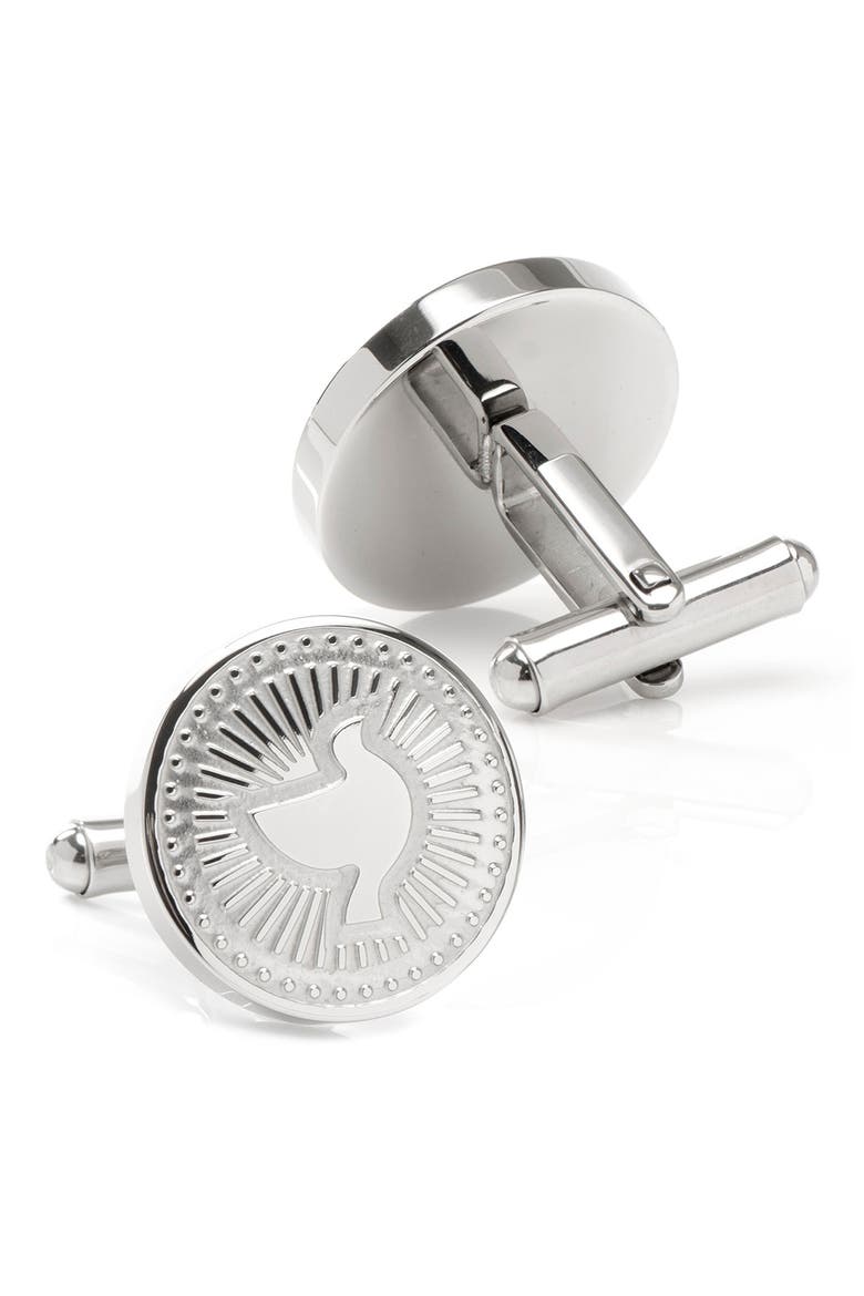 Silver Dove Radial Cuff Links, Alternate, color, SILVER