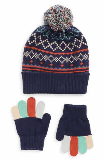 Toby Kids' Geo Turn Cuff Pompom Beanie & Gloves Set