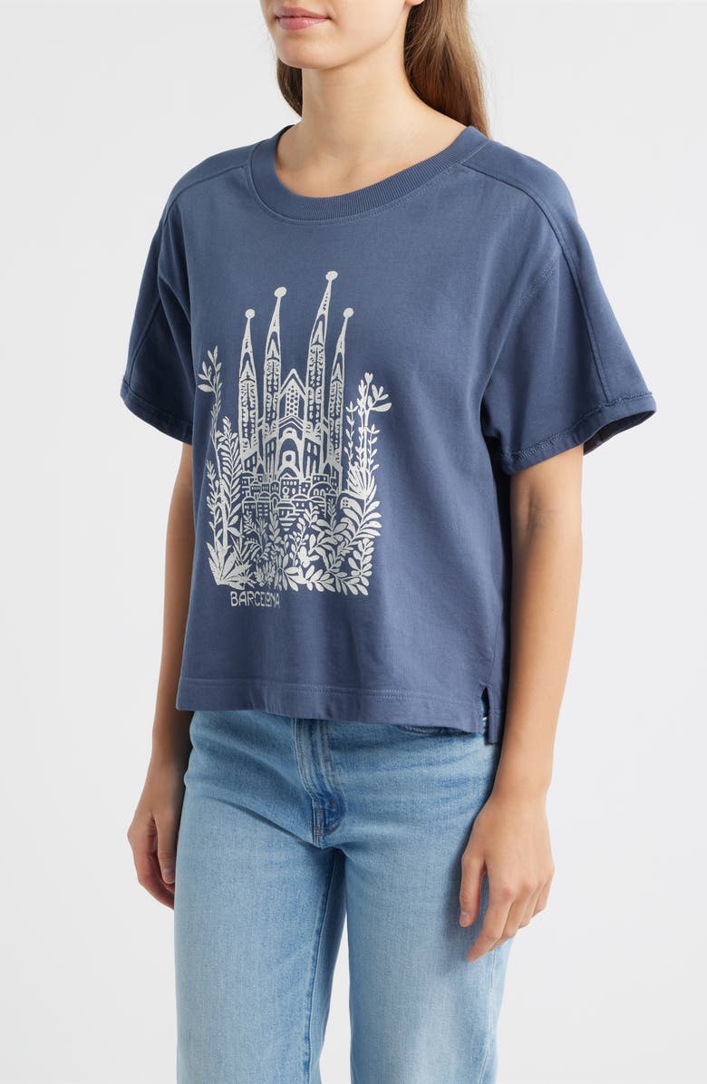 CITY BLUES Crop Cotton Graphic T-Shirt, Alternate, color, Cadet Blue