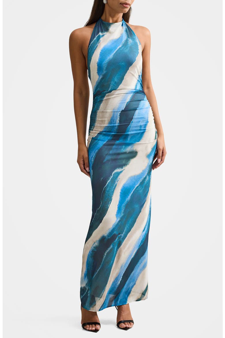Josette Print Halter Jersey Maxi Dress, Main, color, WAVE MAREN ABSTRACT