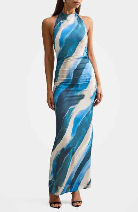 Josette Print Halter Jersey Maxi Dress