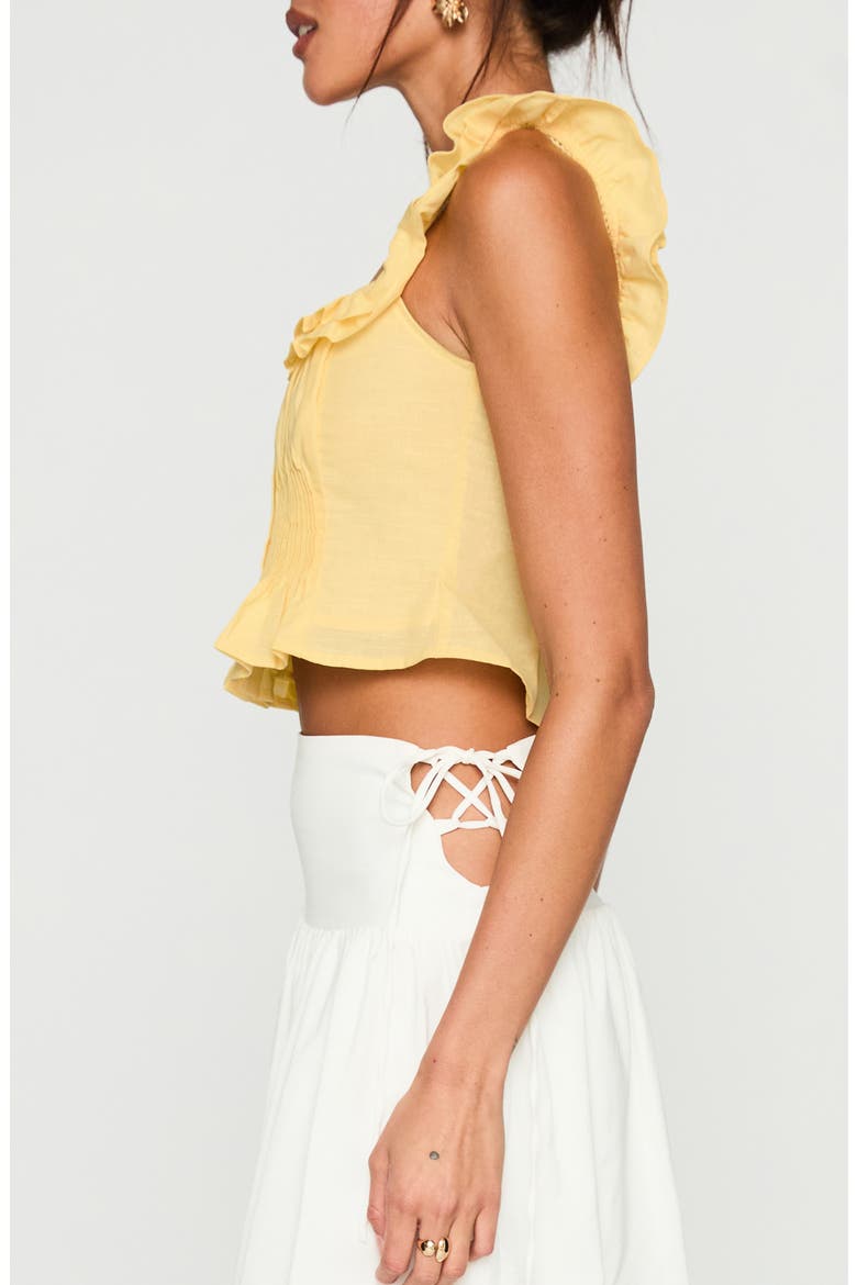 Isadoria Ruffle Trim Cotton & Linen Tank, Alternate, color, YELLOW