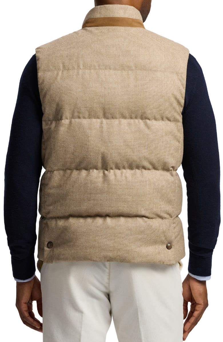 Ralph Lauren Purple Label Whitwell Glen Plaid Wool, Silk & Cashmere 750-Fill-Power Down Puffer Vest, Alternate, color, Light Brown