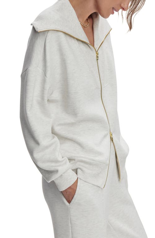 Varley Halley Zip Through Sweatshirt In Ivory Marl