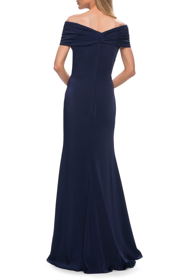 Simply Chic Off the Shoulder Jersey Gown, Alternate, color, NAVY