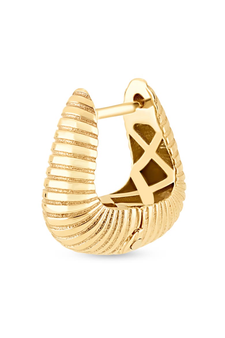 14K Gold Fluted Huggie Earrings, Alternate, color, 14K YELLOW GOLD