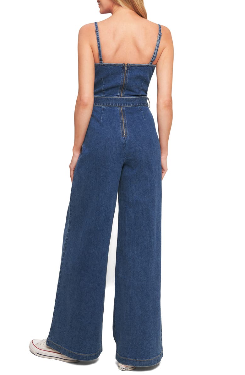 FLYING TOMATO Wide Leg Denim Jumpsuit, Alternate, color, 